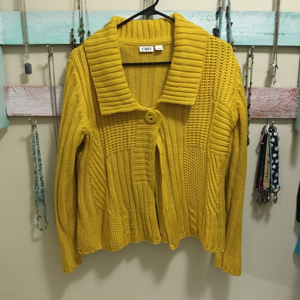 Pretty Yellow One Button Sweater